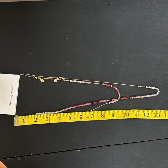 LOFT Layered Pink Ombré Beaded and Chain Necklace - Picture 6 of 9